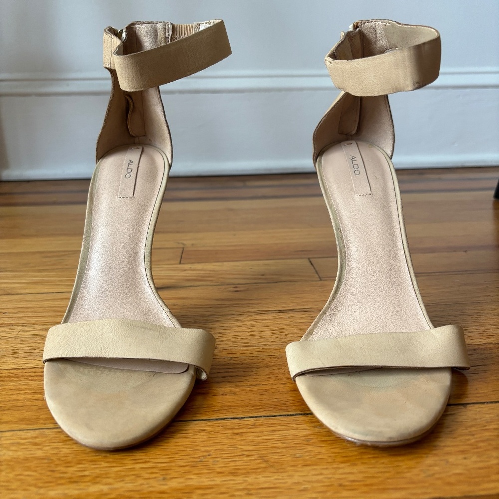 Aldo Nude T-Strap Sandals